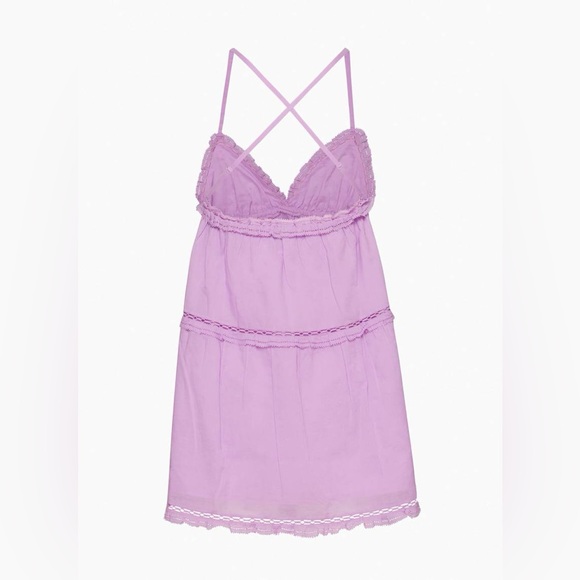 Aritzia Sunday Best Angela Dress - Amethyst Lilac Organic Cotton Tiered Mini - Picture 3 of 9